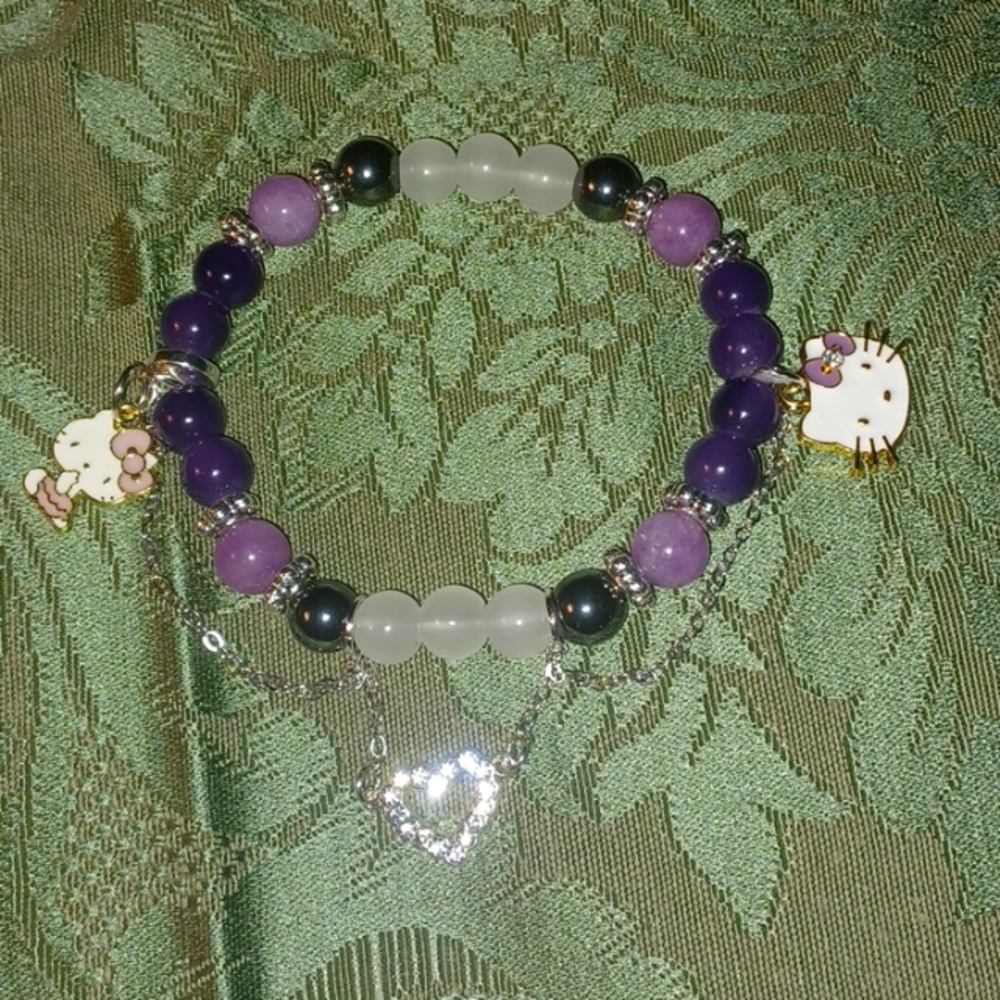Hello Kitty's Pretty Purple Amethyst and Hematite Bracelet 💜